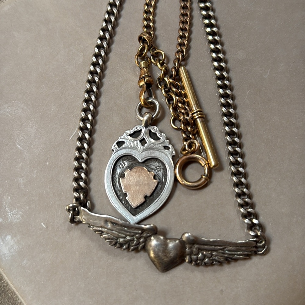 Alex Streeter Summer of Love necklace. Vintage 1970’s. Winged Heart. Silver.